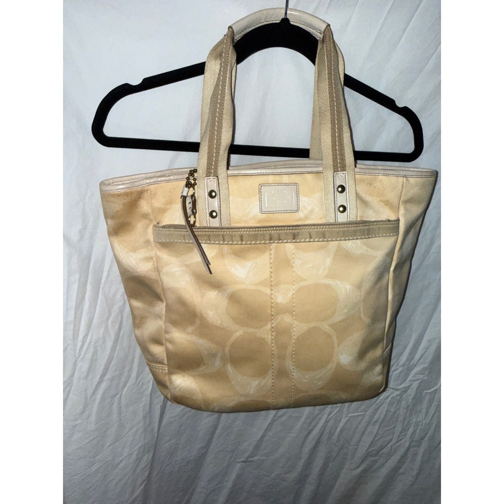 Coach Hamptons Weekend Signature C Optic Tote Bag Yellow